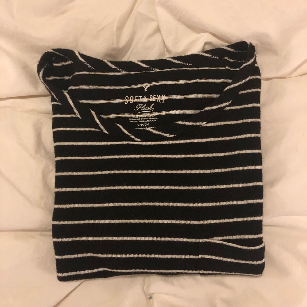 Soft and Sexy Black and White Striped Crop Top